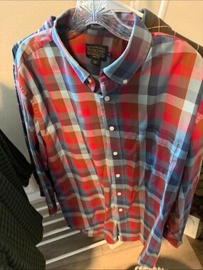 Pendleton Men’s Red and Blue Plaid Button-Down Shirt